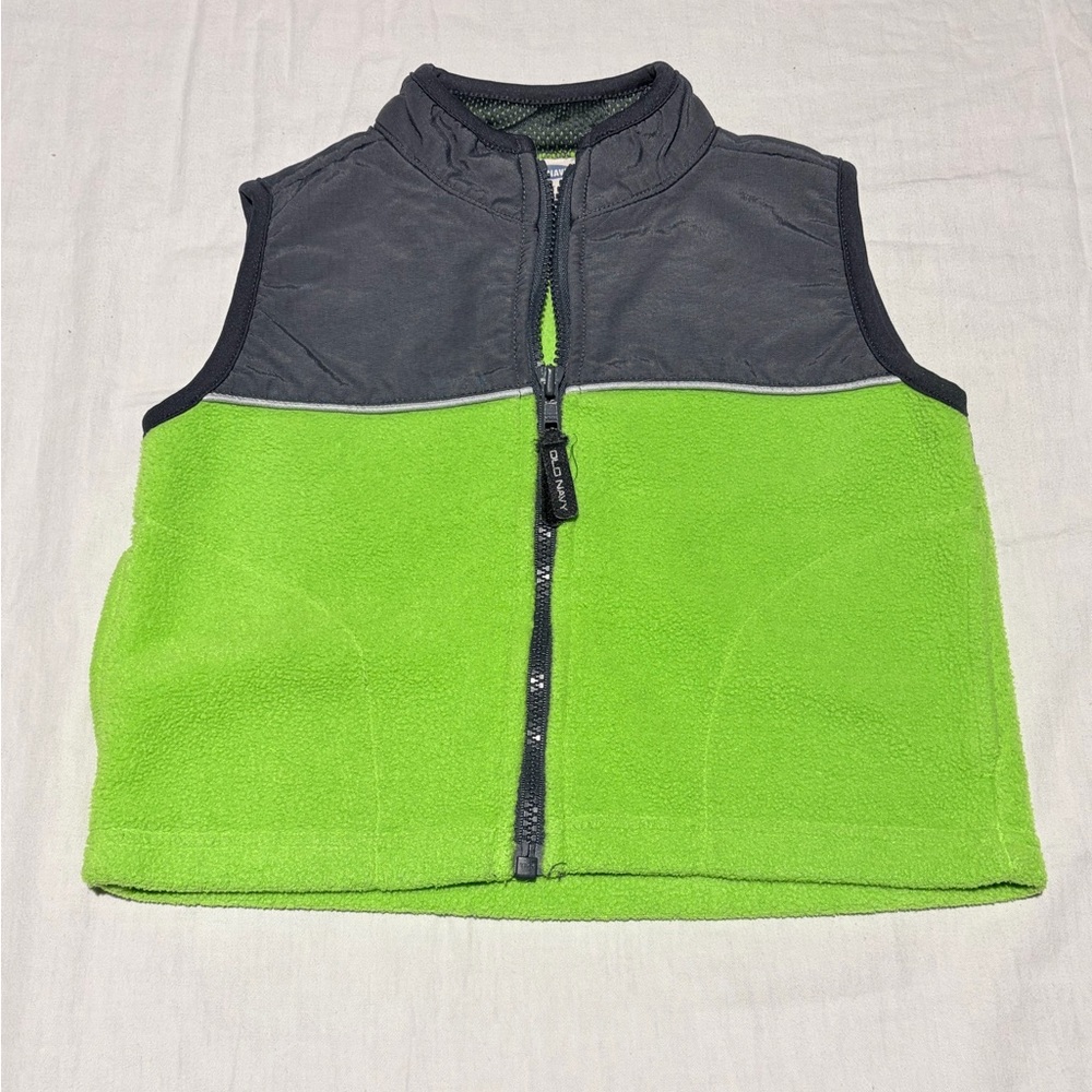 Old Navy Charcoal and Lime Fleece Vest